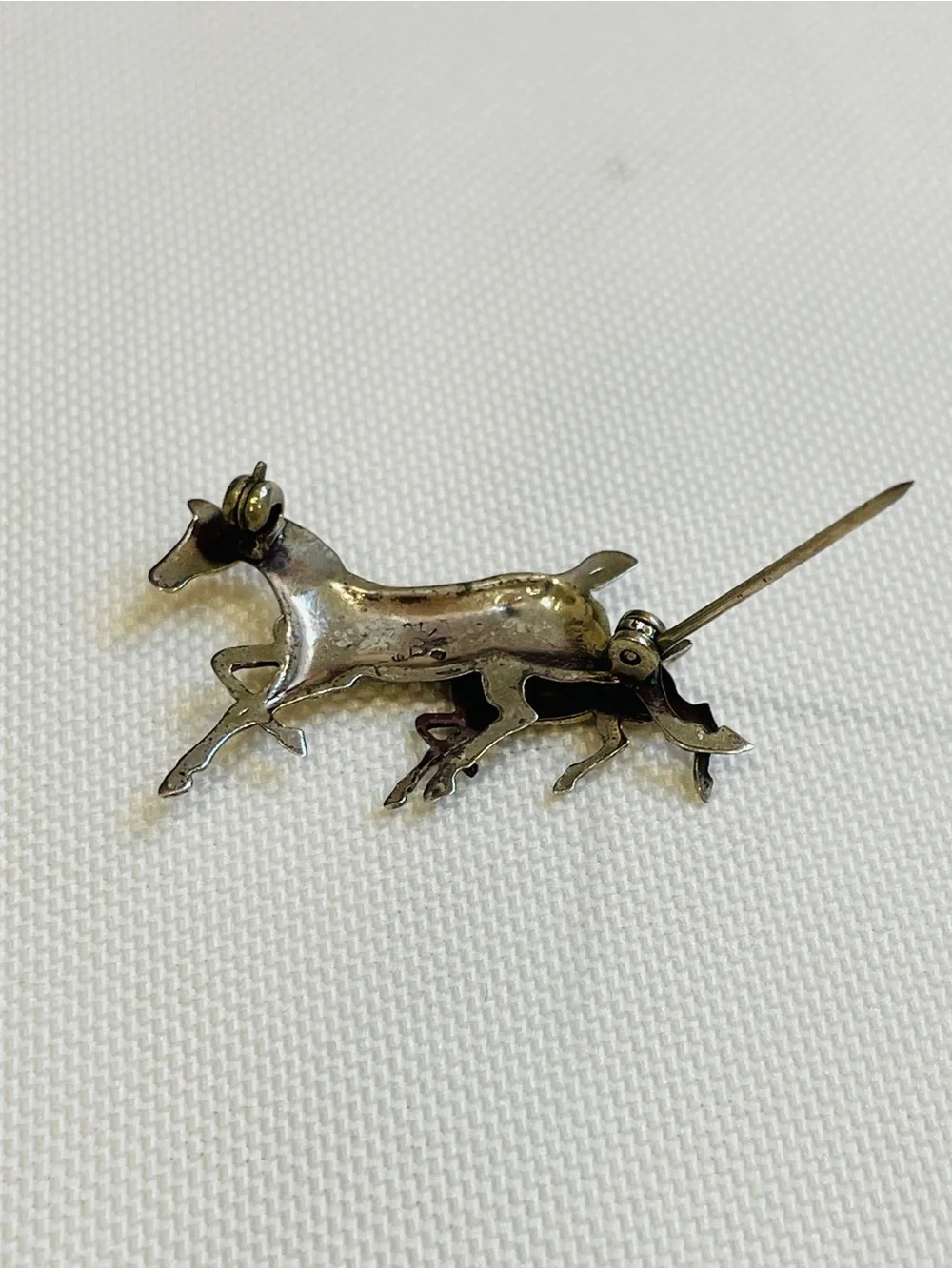 Vintage BEAU Sterling Silver 925 Equestrian Mare & Foal Horse Brooch Pin